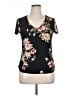 rue21 Floral Black Short Sleeve T-Shirt Size XL - photo 1