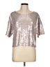 Anthropologie Metallic Silver Short Sleeve Top Size L - photo 1