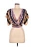 BCBGeneration Purple Short Sleeve Blouse Size L - photo 1