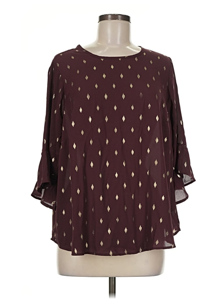 Pre-owned Torrid 3/4 Sleeve Blouse In Burgundy