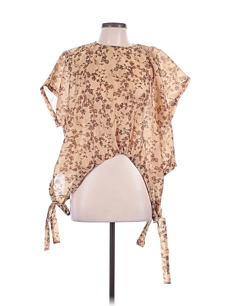 Pre-owned Assorted Brands Short Sleeve Blouse In Tan