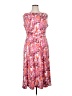 Perceptions Print Pink Casual Dress Size XL - photo 1