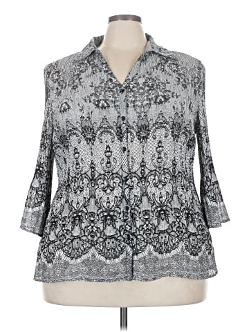 Fashion Bug 3/4 Sleeve Button-Down Shirt (view 1)