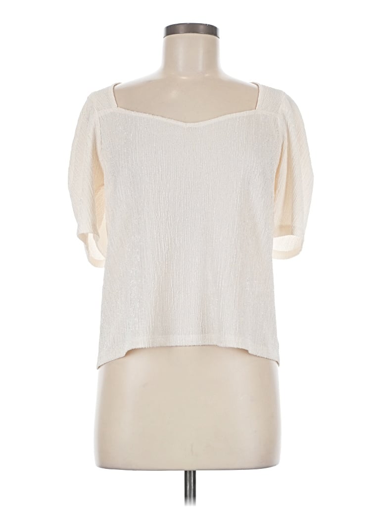Pre-owned Sunday In Brooklyn Short Sleeve Top Ivory Cold Shoulder Neckline Tops