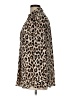 Ann Taylor 100% Polyester Animal Print Brown Long Sleeve Blouse Size L - photo 5
