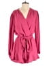 Fraiche by J 100% Polyester Solid Pink Romper Size L - photo 1