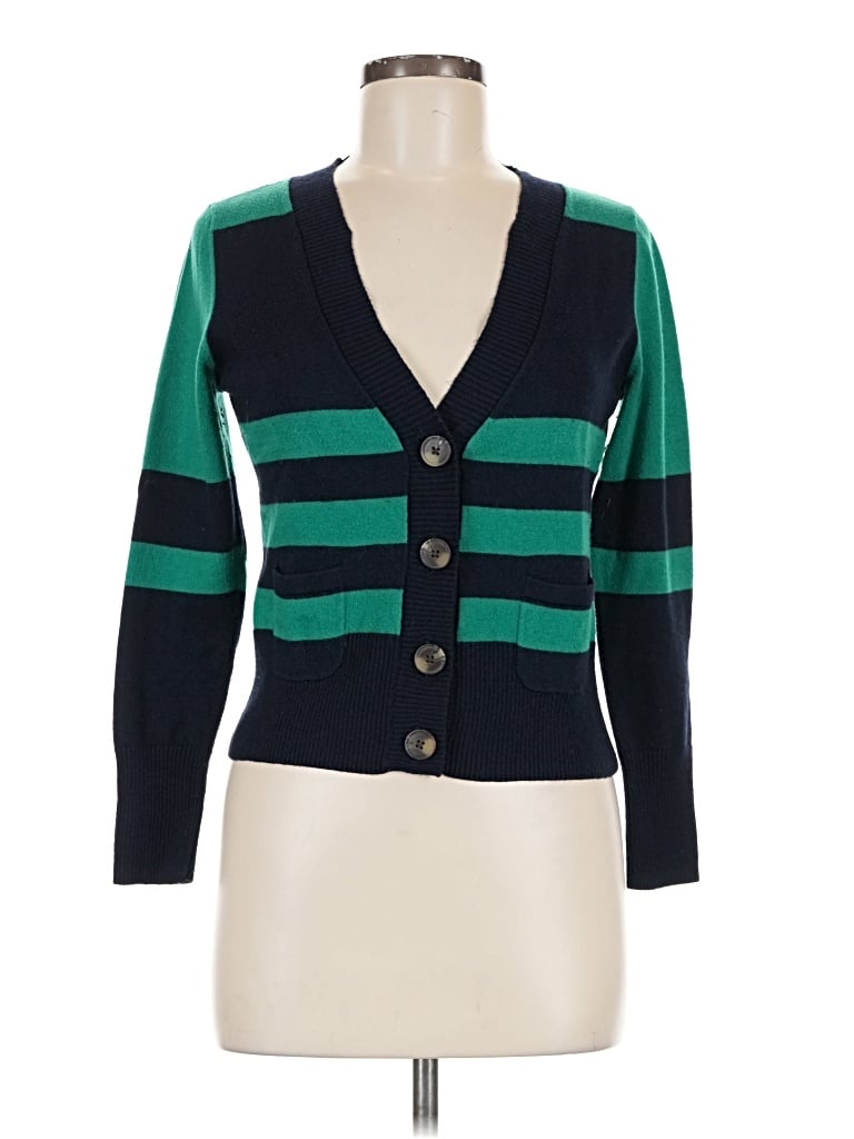 Pre-owned Jcpenney Long Sleeve Top Green Plunge Neckline Tops