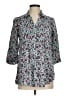Millenium 100% Rayon Floral Teal 3/4 Sleeve Button-Down Shirt Size M - photo 1