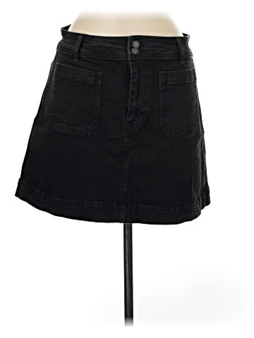 Madewell Stretch Denim A-line Mini Skirt in Black Frost (view 1)