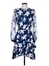 Saloni Floral Blue Cocktail Dress Size 4 - photo 2