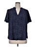 Lush 100% Polyester Stars Blue Short Sleeve Blouse Size 1X - photo 1