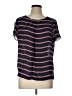 Liz Claiborne 100% Polyester Stripes Blue Short Sleeve Blouse Size L - photo 1