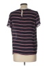 Liz Claiborne 100% Polyester Stripes Blue Short Sleeve Blouse Size L - photo 2