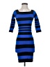 Bebe Stripes Blue Casual Dress Size S - photo 1