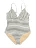 Kona Sol 100% Polyester Stripes Ivory One Piece Swimsuit Size L - photo 1