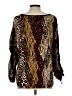 BonWorth Animal Print Brown Long Sleeve Blouse Size L (petite) - photo 2