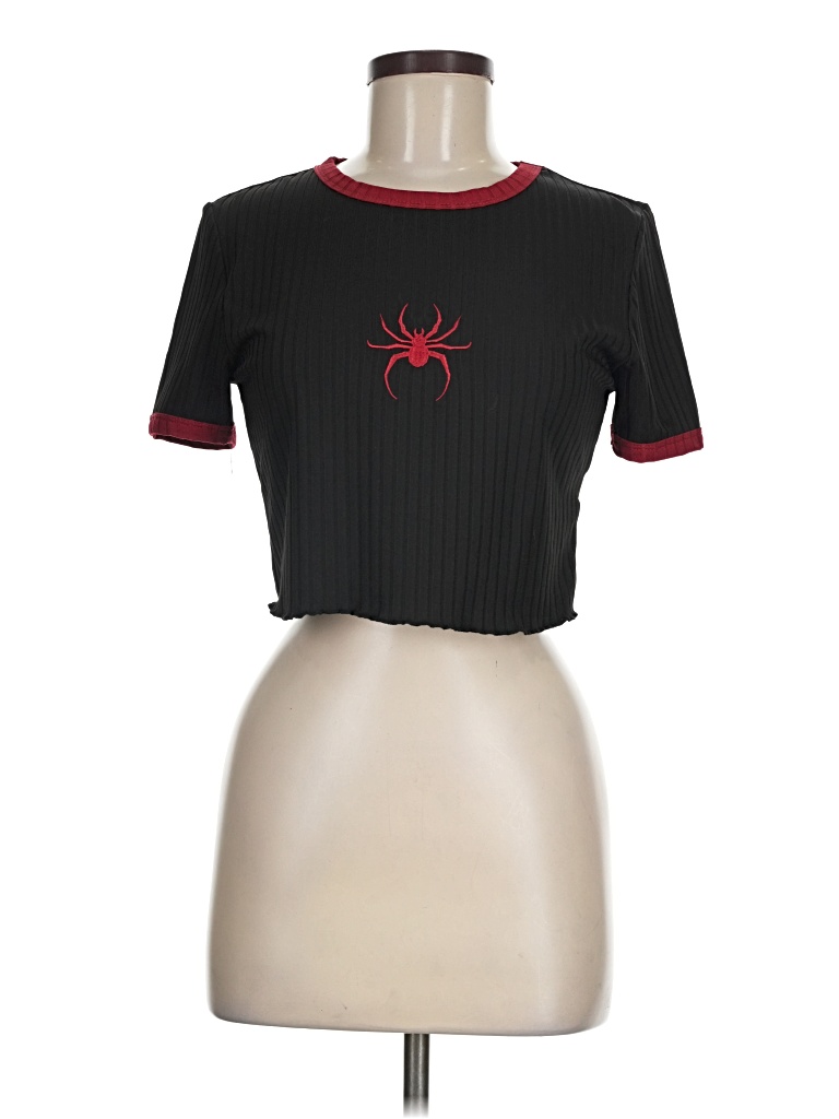Pre-owned Shein Short Sleeve Turtleneck In Black