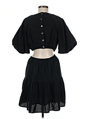 Madewell Seersucker Puff-Sleeve Cutout Mini Dress (view 2)