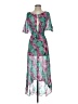 Leifnotes 100% Viscose Print Green Cocktail Dress Size 4 - photo 1