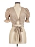 JOA Tan Short Sleeve Blouse Size M - photo 1