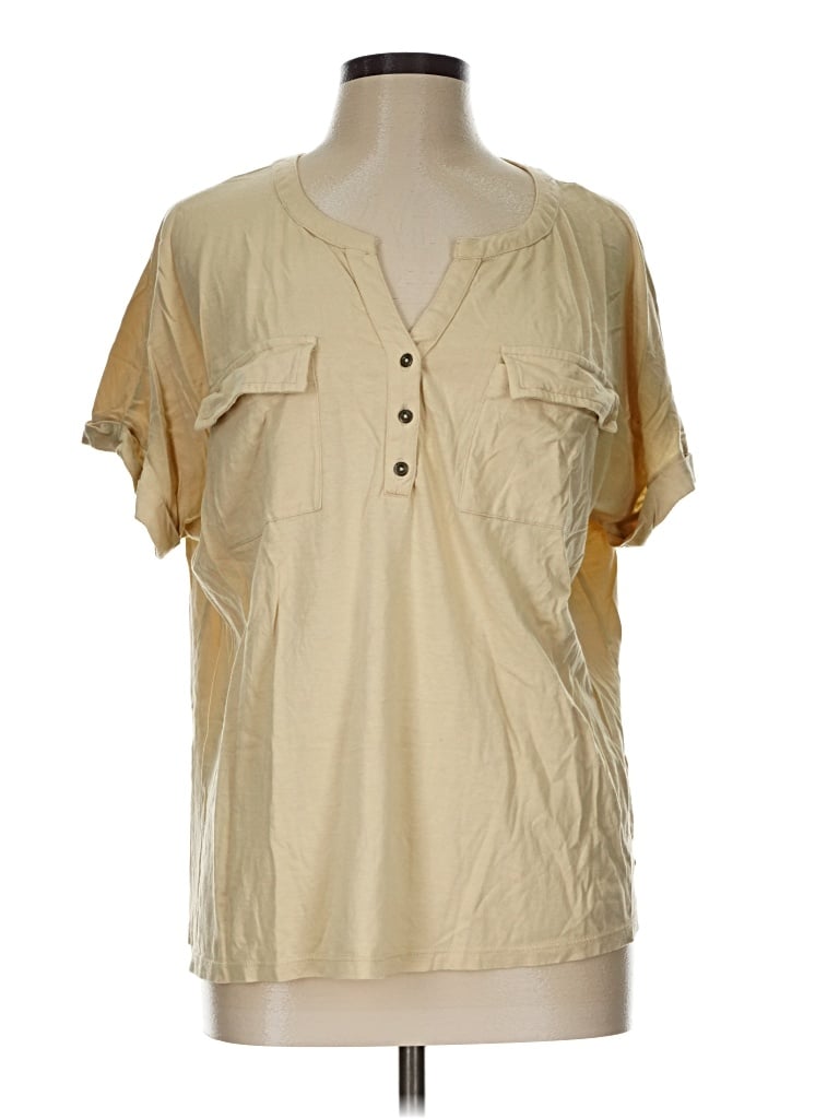 Pre-owned Wonderly Short Sleeve Henley Shirt In Tan