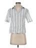 L.L.Bean 100% Cotton Stripes Blue Short Sleeve Blouse Size XS - photo 1