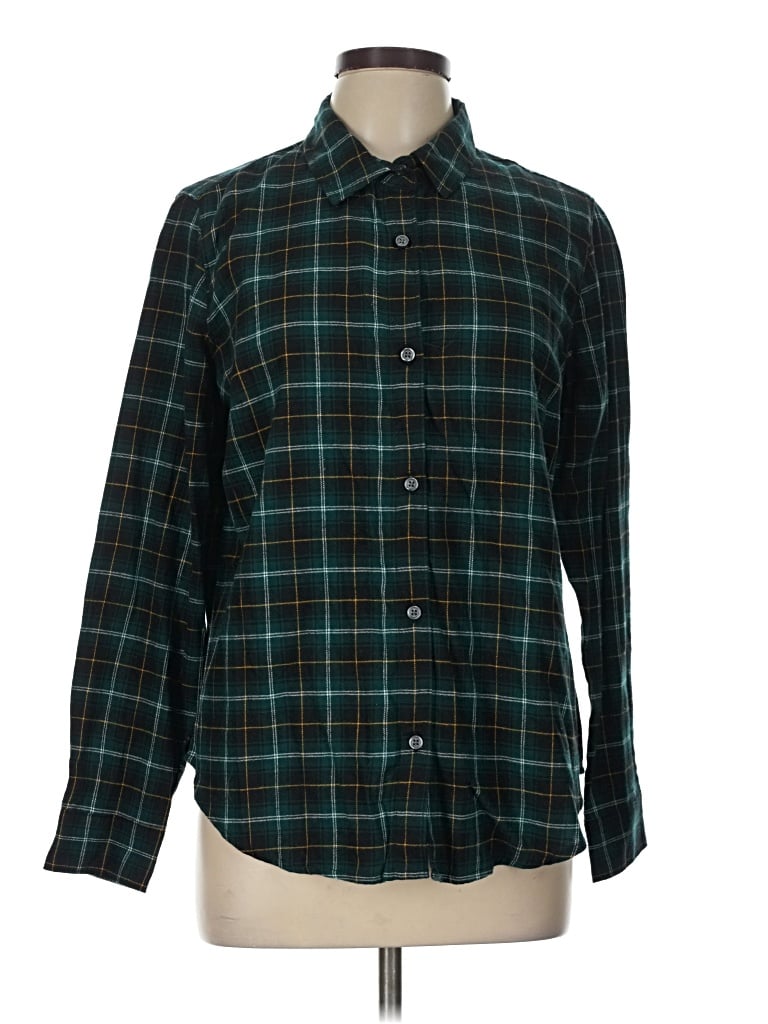 Pre-owned Old Navy Long Sleeve Button Down Shirt In Green
