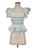 Sofia Collections 100% Cotton Blue Short Sleeve Top Size S - photo 1