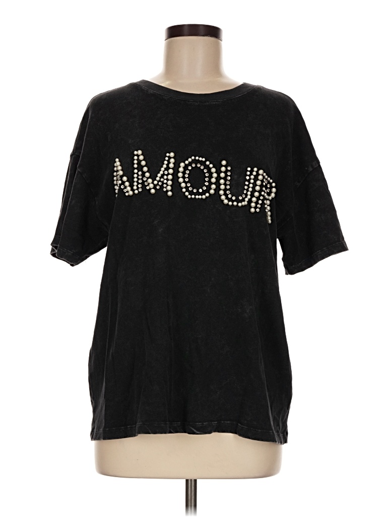 Pre-owned Forever 21 Short Sleeve Top Black Crew Neck Tops