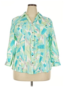 Jm Collection 3/4 Sleeve Button Down Shirt