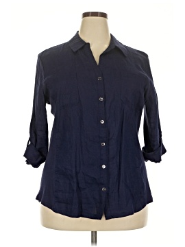 Jm Collection 3/4 Sleeve Button Down Shirt