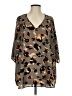 Adrienne 100% Polyester Animal Print Gray 3/4 Sleeve Blouse Size S - photo 1