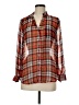 The Limited 100% Polyester Plaid Orange Long Sleeve Blouse Size M - photo 1