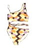 Zara Argyle Yellow One Piece Swimsuit Size L - photo 1
