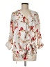 Naked Zebra 100% Polyester Floral Ivory 3/4 Sleeve Blouse Size M - photo 1