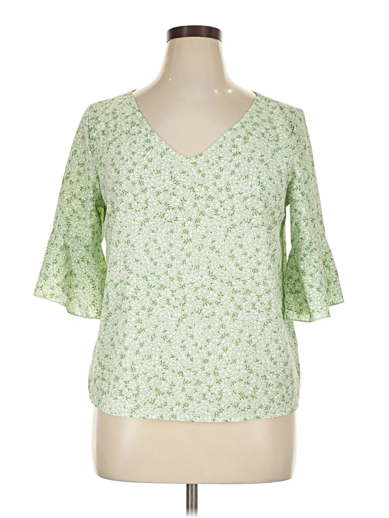 Pre-owned Shein 3/4 Sleeve Blouse In Green
