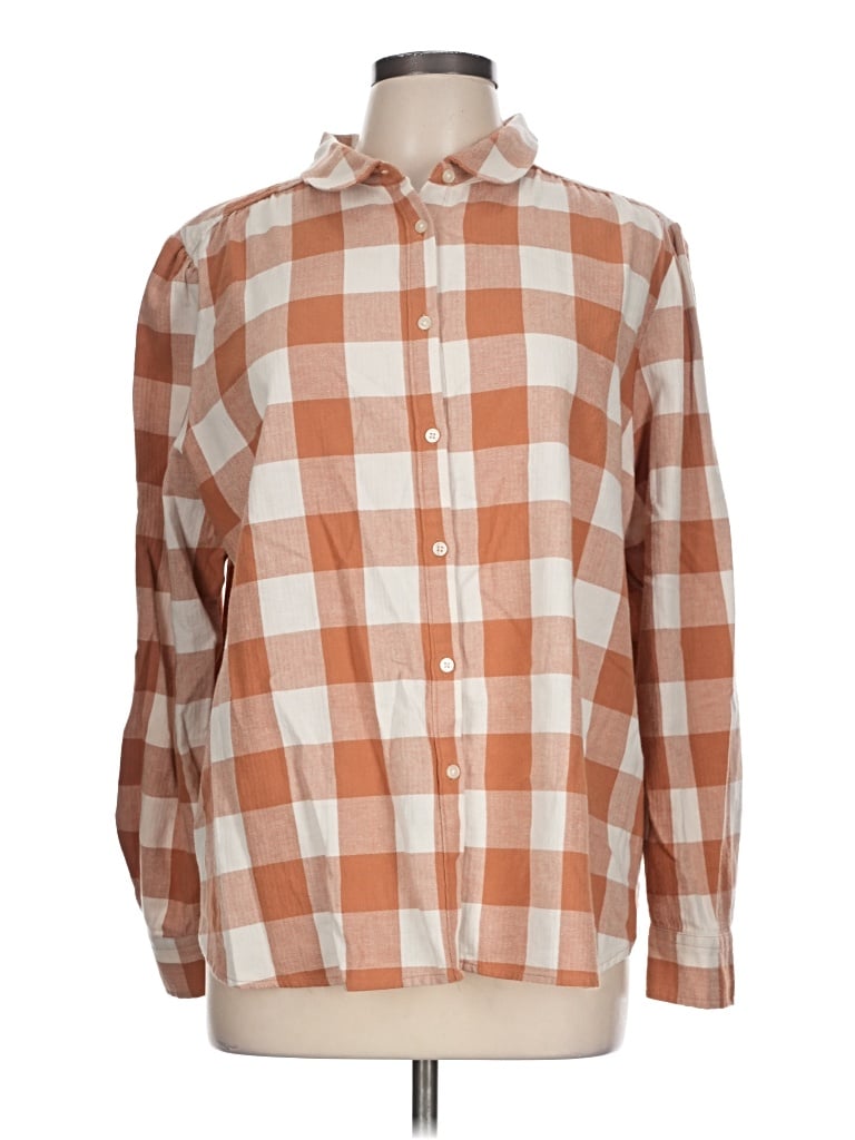 Pre-owned Ann Taylor Loft Long Sleeve Button Down Shirt In Orange