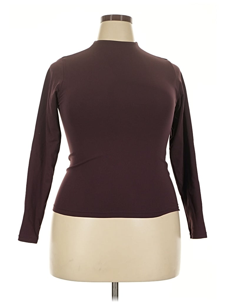 Pre-owned Fabletics Long Sleeve Top Burgundy Turtleneck Tops