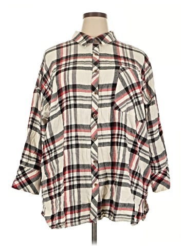 Roaman's 3/4 Sleeve Button-Down Shirt (view 1)