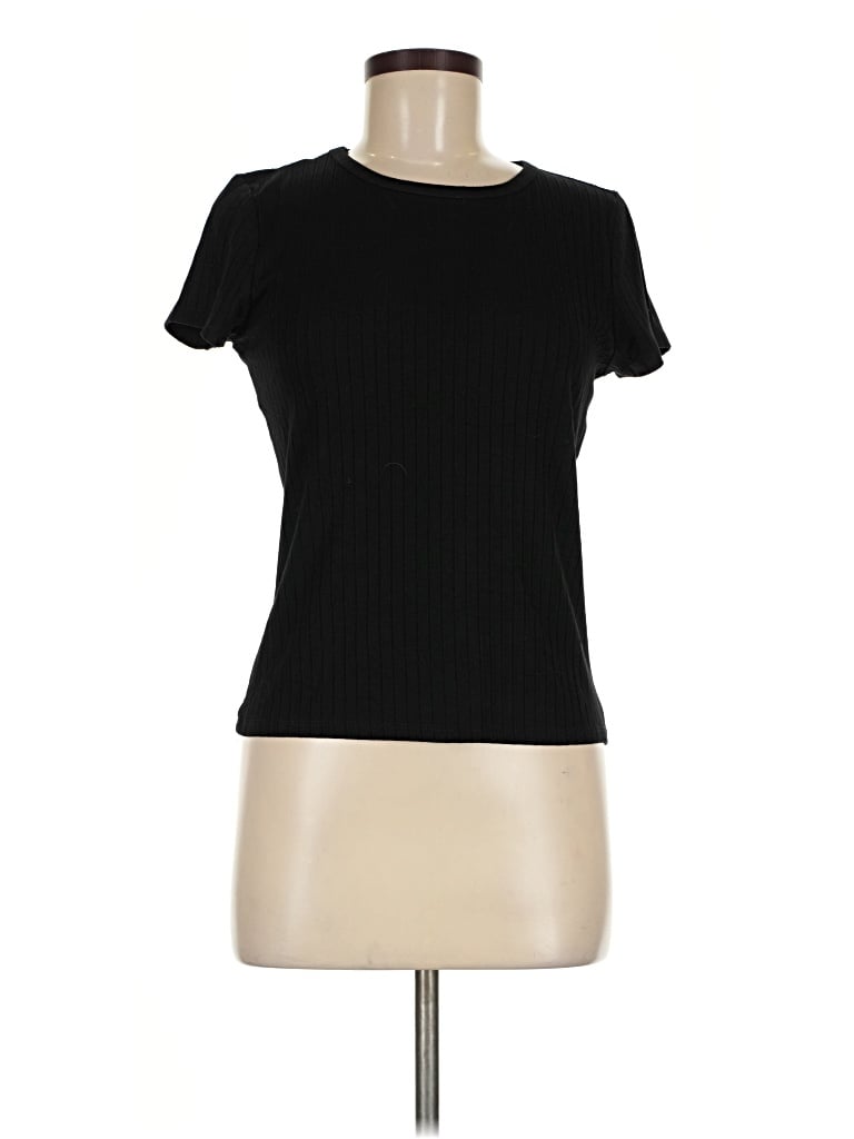 Pre-owned Cyrus Short Sleeve Top Black Crew Neck Tops