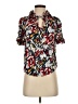 Odille 100% Rayon Print Ivory Short Sleeve Blouse Size 0 - photo 1