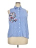 rue21 100% Rayon Blue Sleeveless Button-Down Shirt Size 2X - photo 1