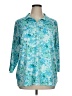 Croft & Barrow Floral Teal 3/4 Sleeve Blouse Size 1X - photo 1