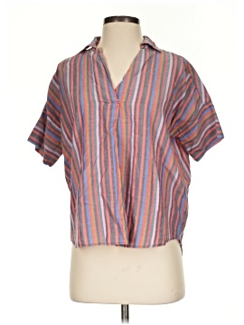 Madewell Courier Button-Back Shirt in Rainbow Stripe (view 1)