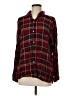 Max Studio 100% Rayon Plaid Burgundy Long Sleeve Button-Down Shirt Size M - photo 1