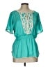 Violet & Claire 100% Polyester Teal Short Sleeve Blouse Size L - photo 1