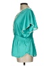 Violet & Claire 100% Polyester Teal Short Sleeve Blouse Size L - photo 5