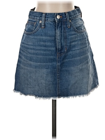 Madewell Rigid Denim A-Line Mini Skirt in Leandra Wash: Fluffy Hem Edition (view 1)