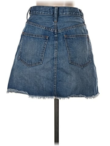 Madewell Rigid Denim A-Line Mini Skirt in Leandra Wash: Fluffy Hem Edition (view 2)