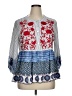 John Mark Stripes Floral Paisley Polka Dots Blue Long Sleeve Blouse Size XL - photo 1